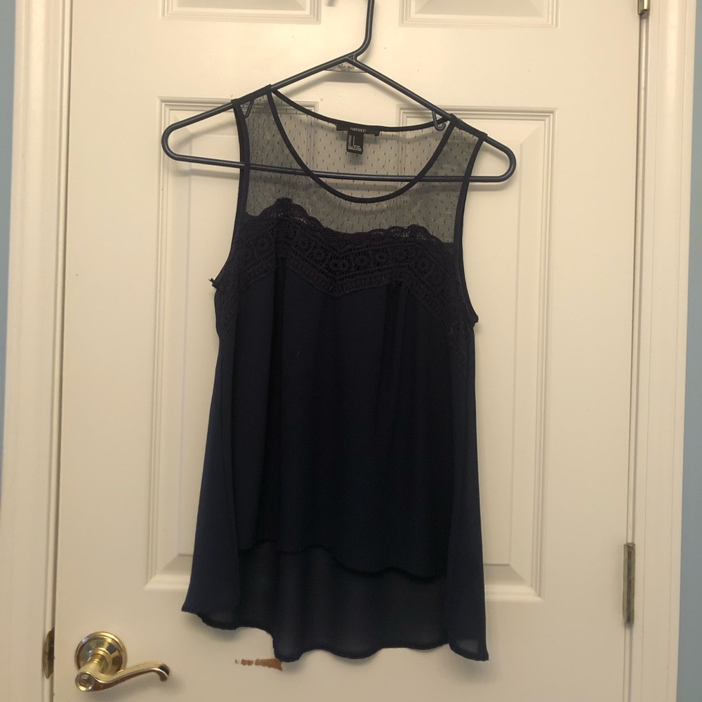 Blue tank with mesh details